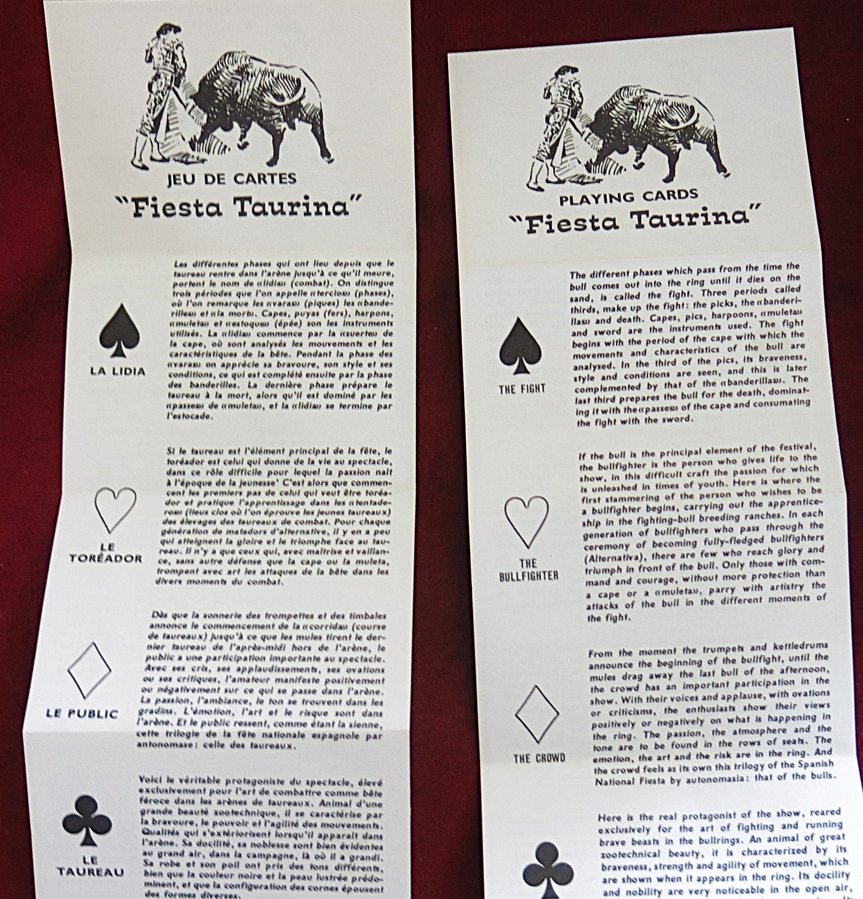 Spanish tradition Fiesta Taurina 1990s bullfighting playing cards - Fournier