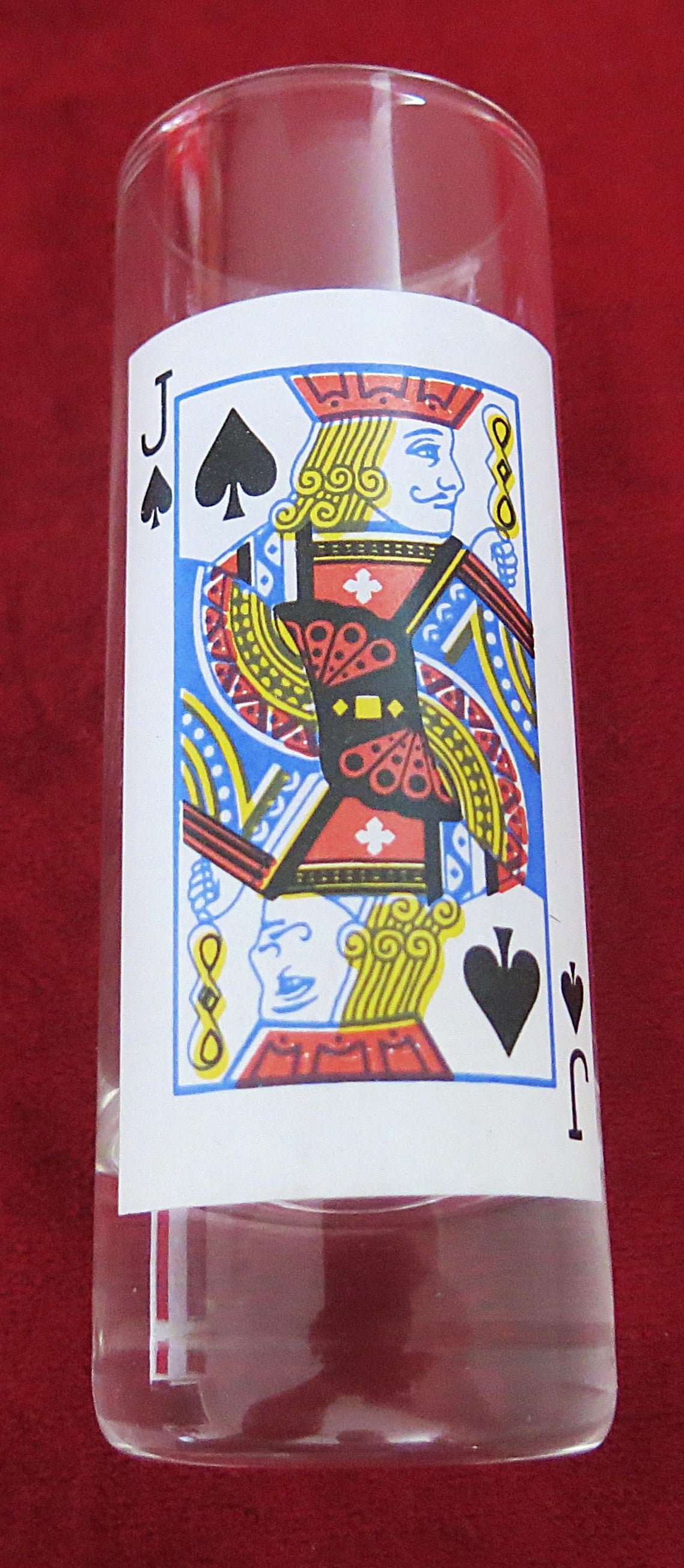 Verre à motif de carte à jouer Valet de Pique, vintage années 1980