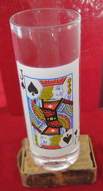 Verre à motif de carte à jouer Valet de Pique, vintage années 1980