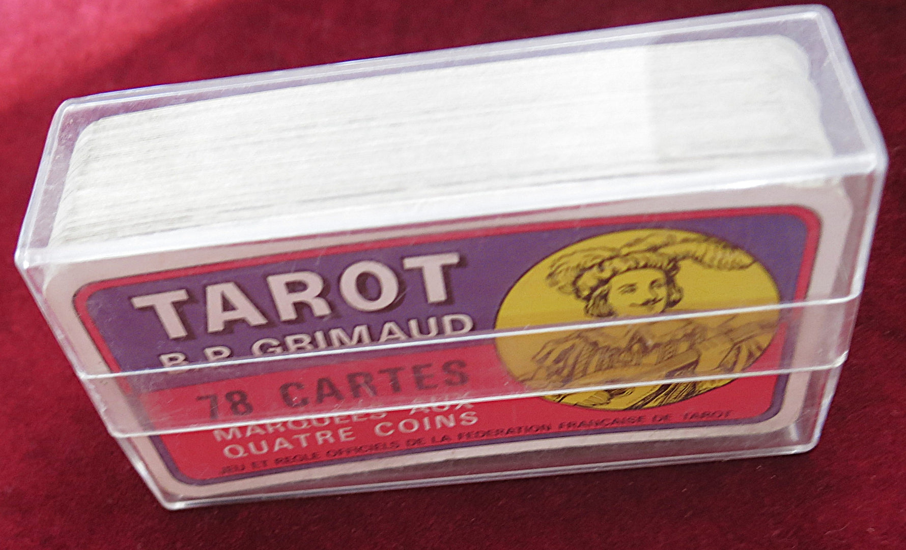 Tarot Grimaud avec couvercle en plastique – Jeu de tarot français classique des années 1980/90 – Édition collector