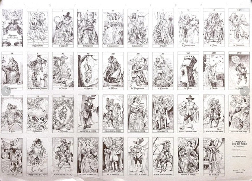 1986 Tarocchi del Re Sole Uncut Sheet Poster – Paolo Piffarerio