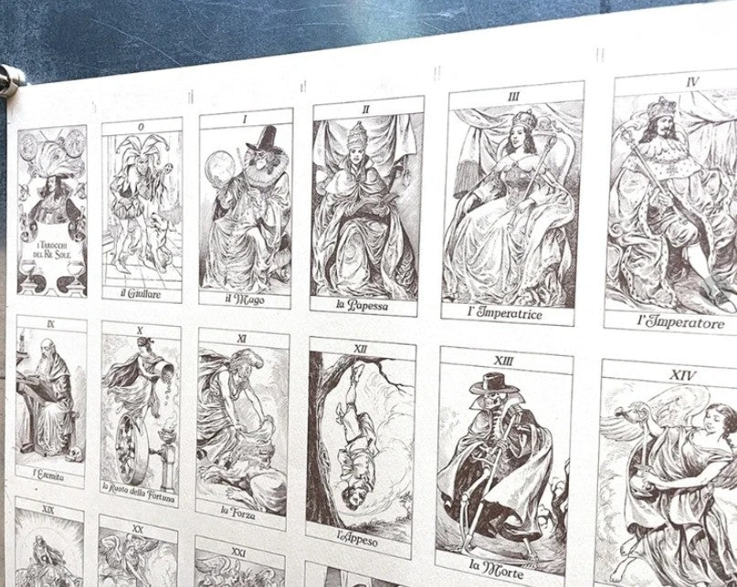 1986 Tarocchi del Re Sole Uncut Sheet Poster – Paolo Piffarerio