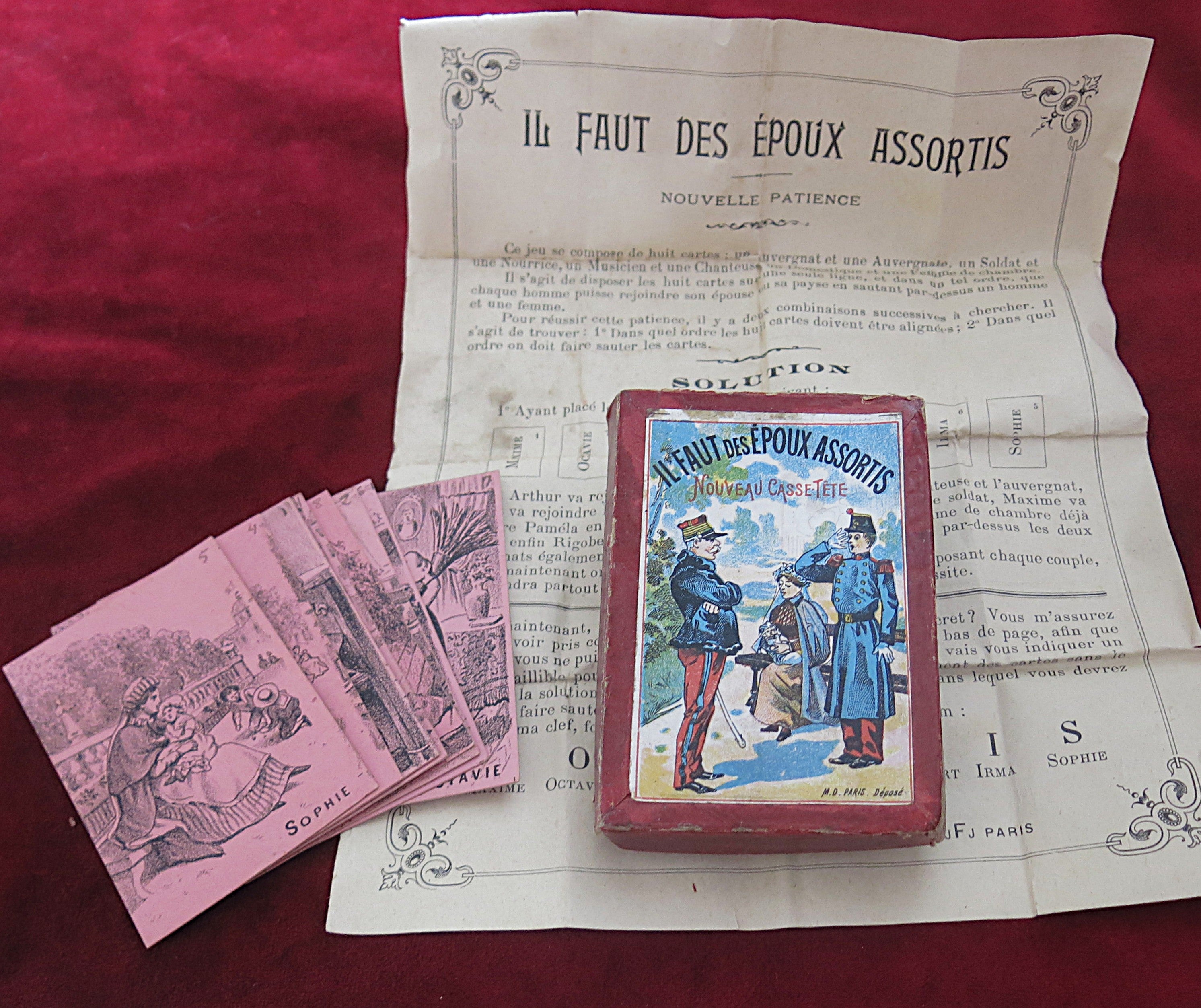 Il Faut des Époux Assortis – Jeu de puzzle de salon français antique (c.1880-1900)