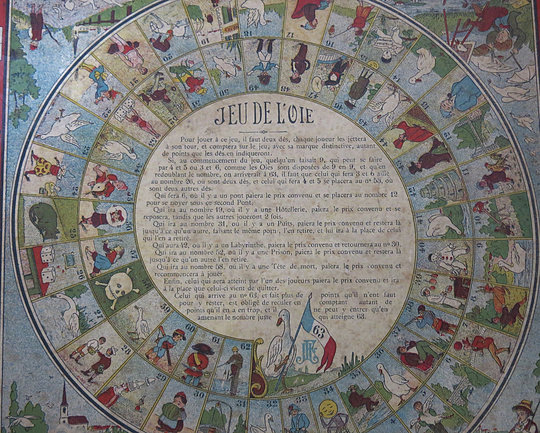 1900s Wooden Game Box – Goose Game + Chess