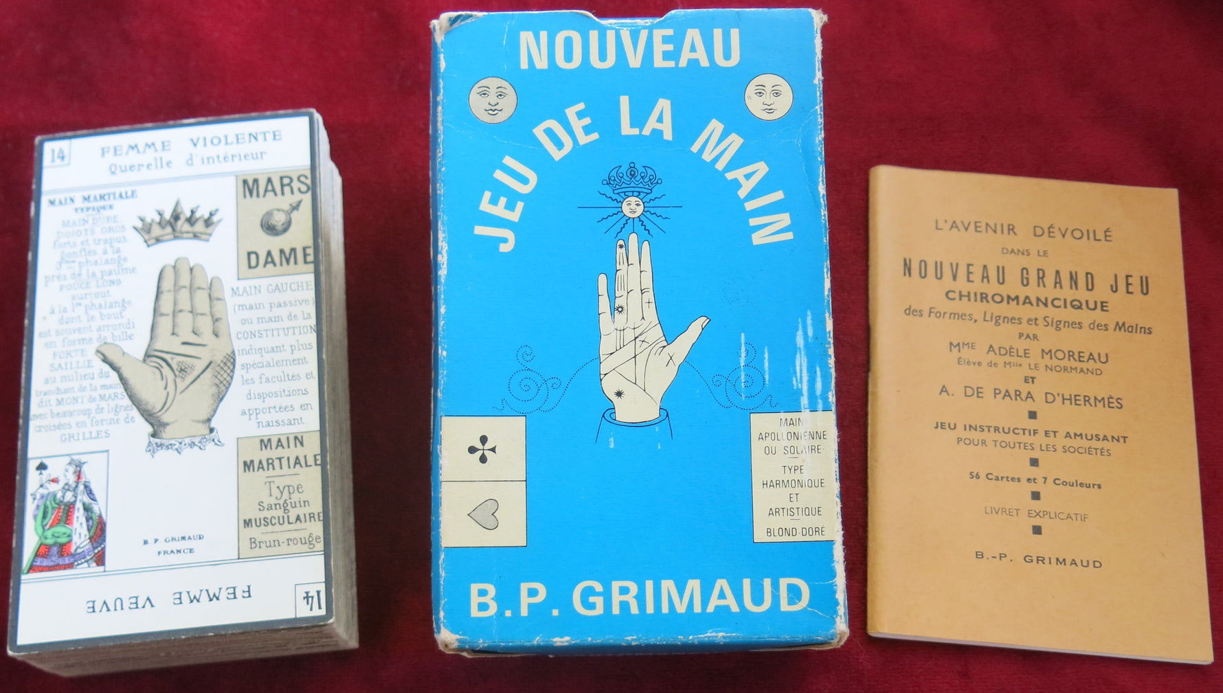 Nouveau Jeu de la Main 1965 Grimaud - Blue Deck - lecture de la paume, chiromancie