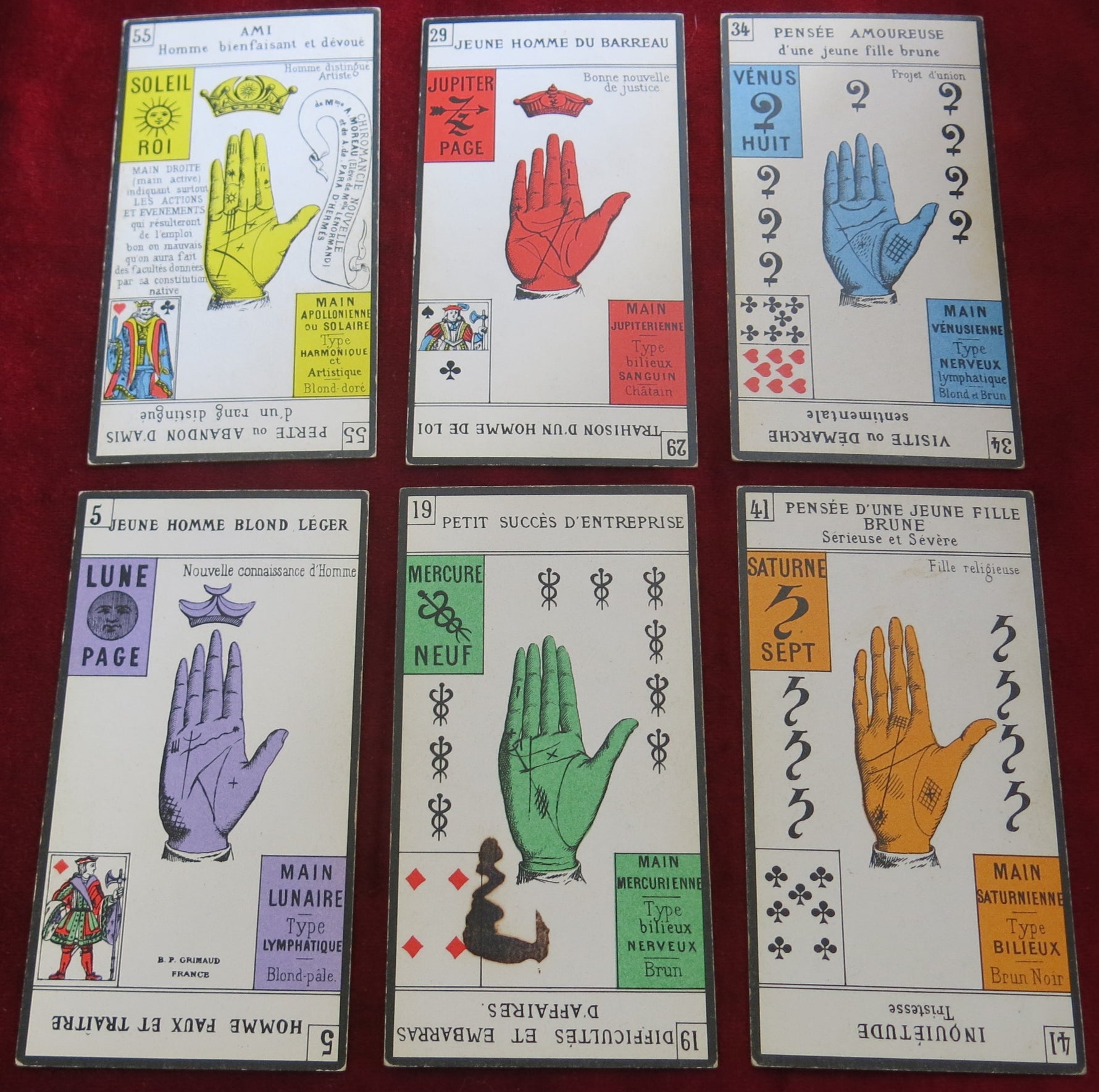 Nouveau Jeu de la Main 1965 Grimaud - Blue Deck - lecture de la paume, chiromancie