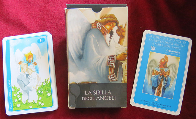 angel oracle deck, La Sibilla degli Angeli, Sibila de los Ángeles, Lo Scarabeo oracle, vintage oracle cards, out of print oracle, angel divination cards, 2002 oracle deck, spiritual guidance deck, rare angel cards, divine messages, Italian oracle cards, collectible oracle, esoteric cards, tarot and oracle collection, mystical angels