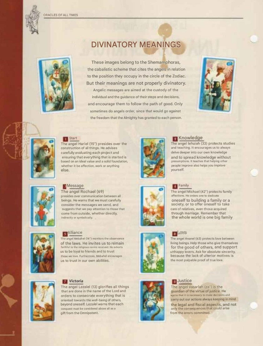 Angel oracle guide, Sibilla degli Angeli, angel card meanings PDF, printable angel oracle, digital oracle guidebook, angelic wisdom cards, spiritual guidance oracle, oracle deck interpretation, cábala oracle, celestial oracle booklet, tarot and oracle explanation, divine message cards, angel divination PDF, English Spanish oracle guide, oracle digital companion