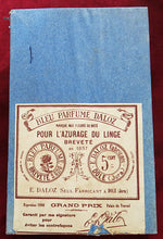 Objet de collection, lessive ancienne, 1887 - Bleu Parfumé Daloz – Paris Exposition Grand Prix