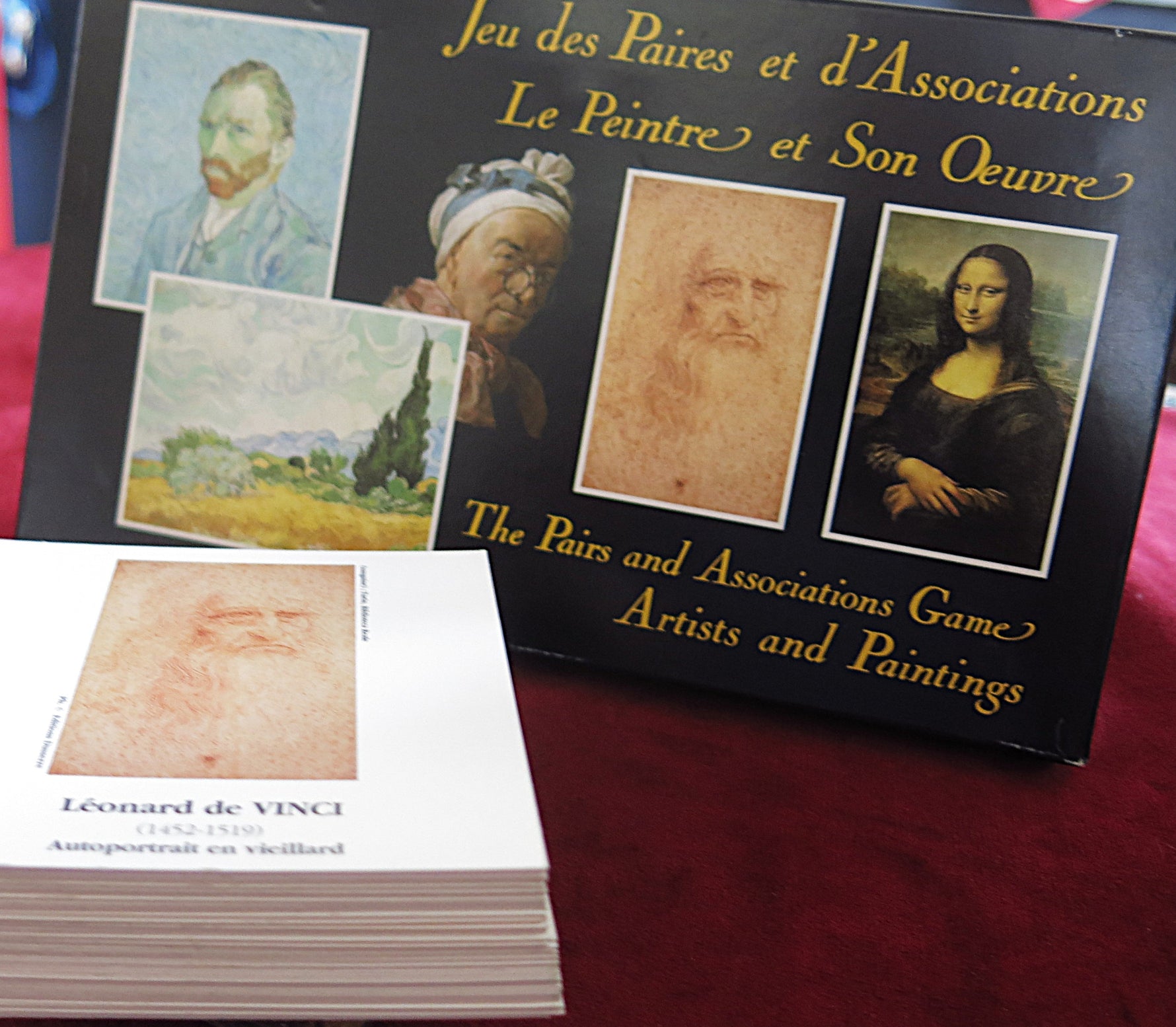 Vintage 90s Memory Game – Jeu des Paires et d’Associations – Dusserre Paris – Artists & Paintings – Van Gogh, Da Vinci, Monet, Picasso