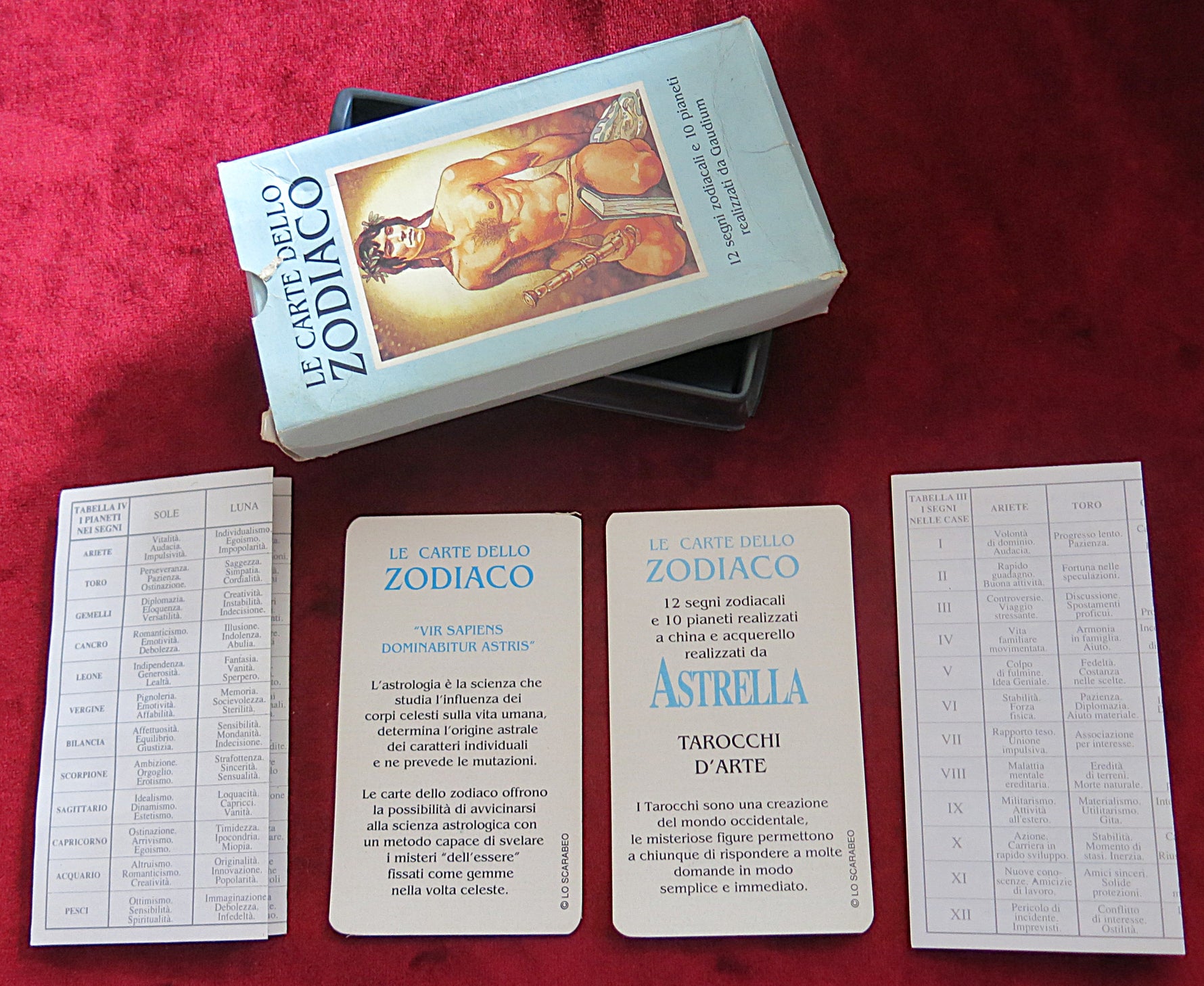 Astrella Zodiac Oracle : Le Carte dello Zodiaco – Oracle astromantique italien – années 1980