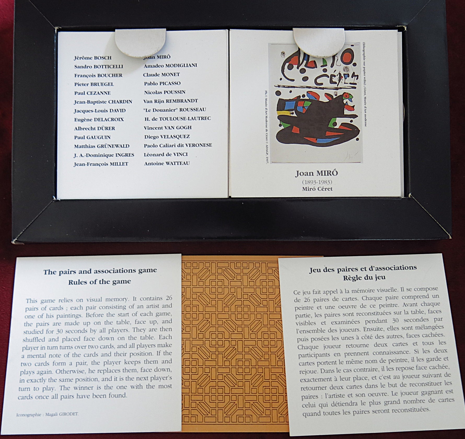 Vintage 90s Memory Game – Jeu des Paires et d’Associations – Dusserre Paris – Artists & Paintings – Van Gogh, Da Vinci, Monet, Picasso