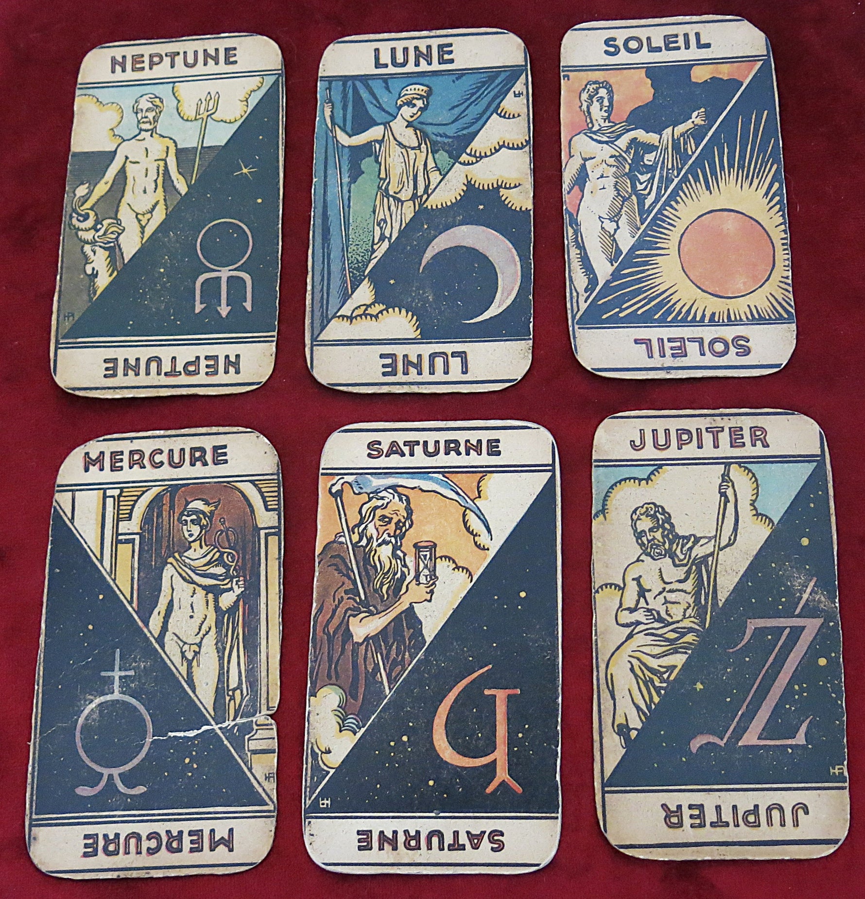 Le Tarot Astrologique c.1930 – George Muchery & Henri Armengol – Jeu complet de 48 cartes