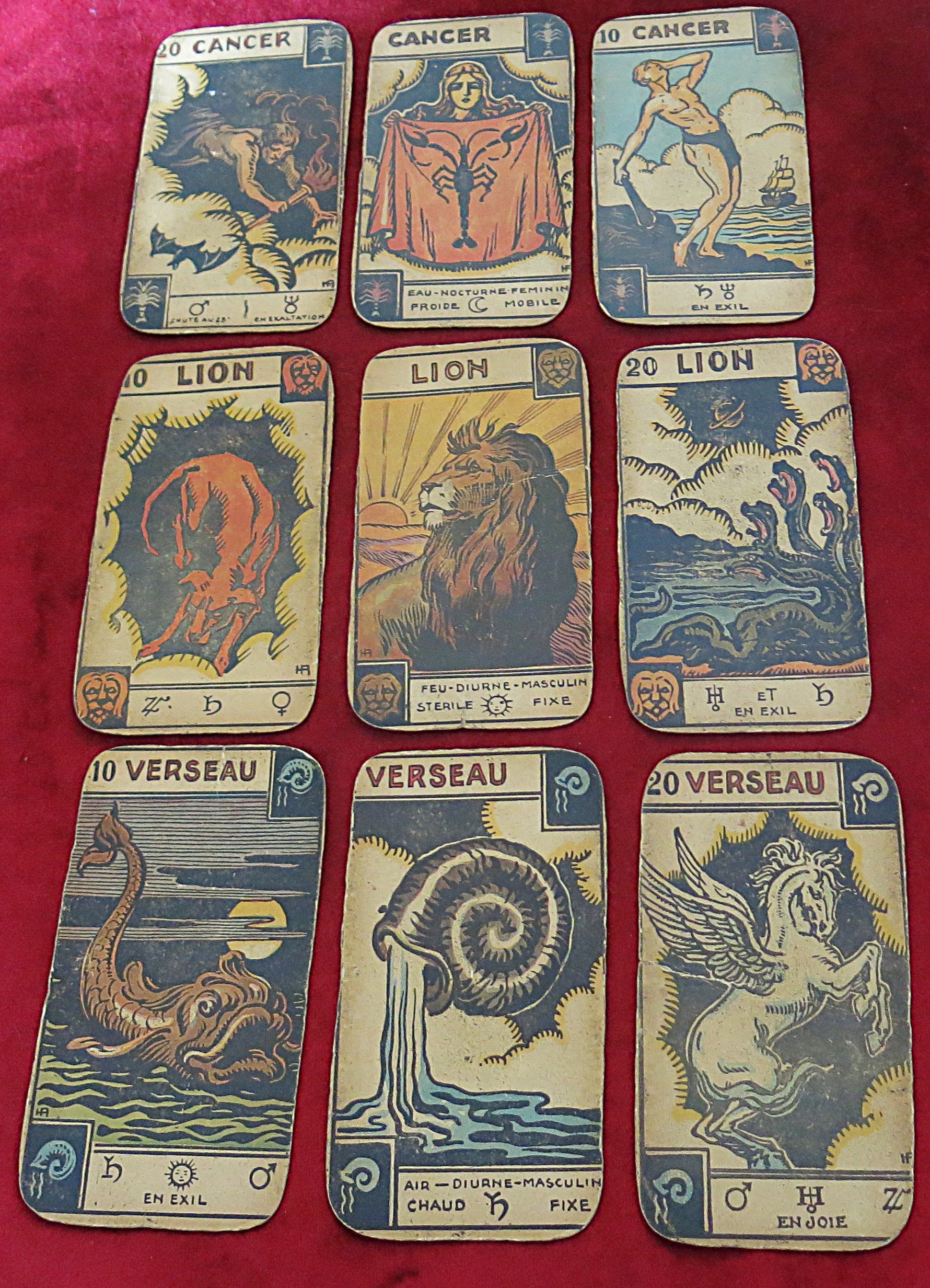 Le Tarot Astrologique c.1930 – George Muchery & Henri Armengol – Jeu complet de 48 cartes