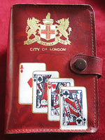 Jeu de cartes City of London des années 1970 – Étui en cuir + jeu de casino – Coffret pour gentleman