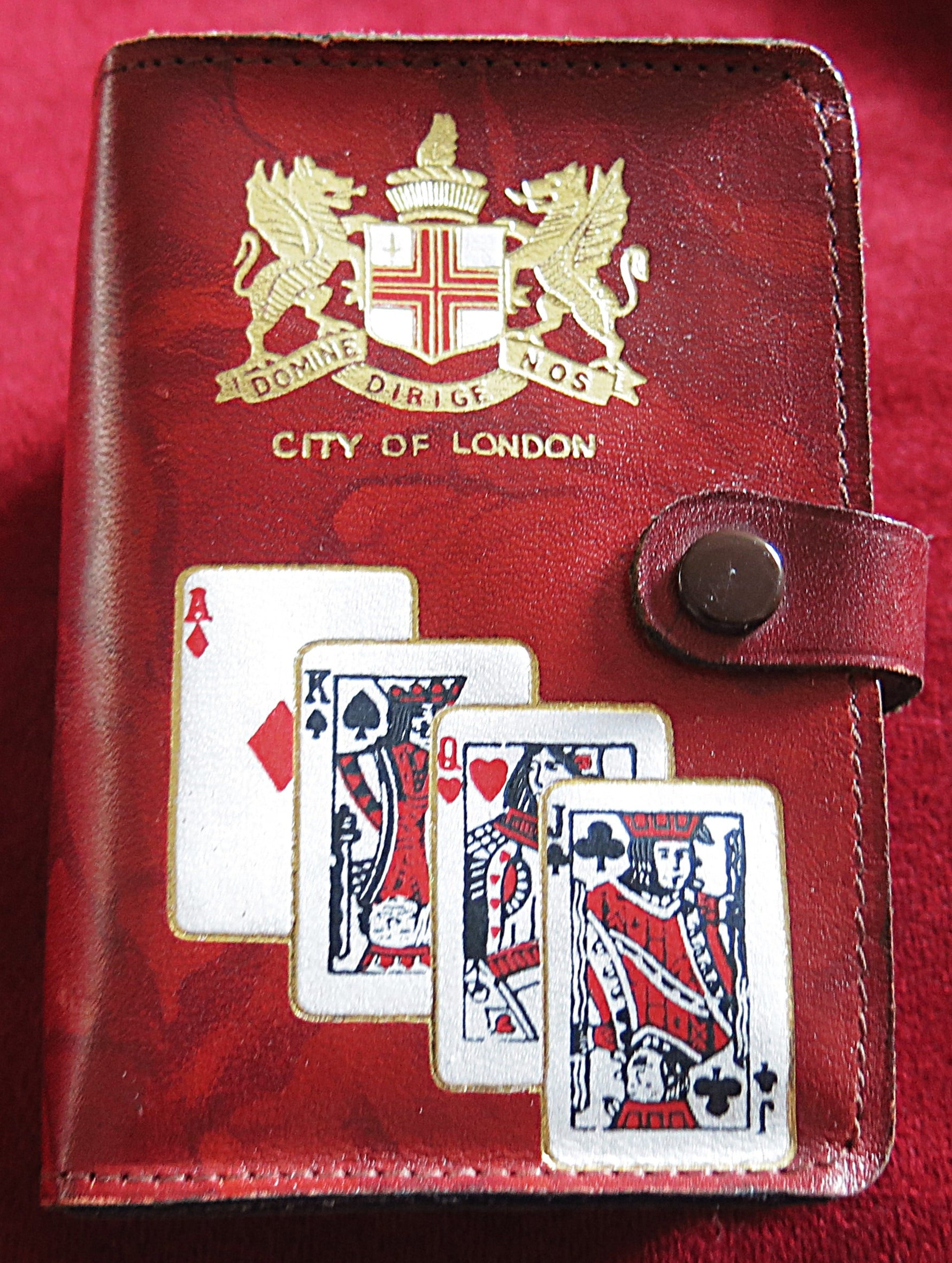 Jeu de cartes City of London des années 1970 – Étui en cuir + jeu de casino – Coffret pour gentleman