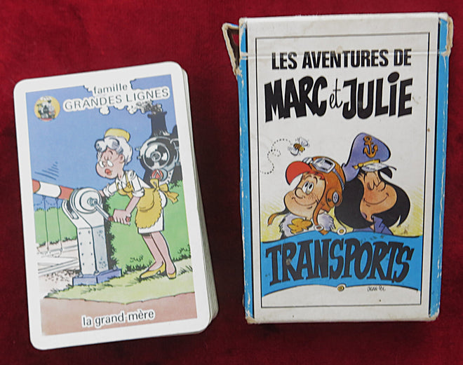 Les Aventures de Marc et Julie – Jeu de cartes vintage 7 familles – Transports