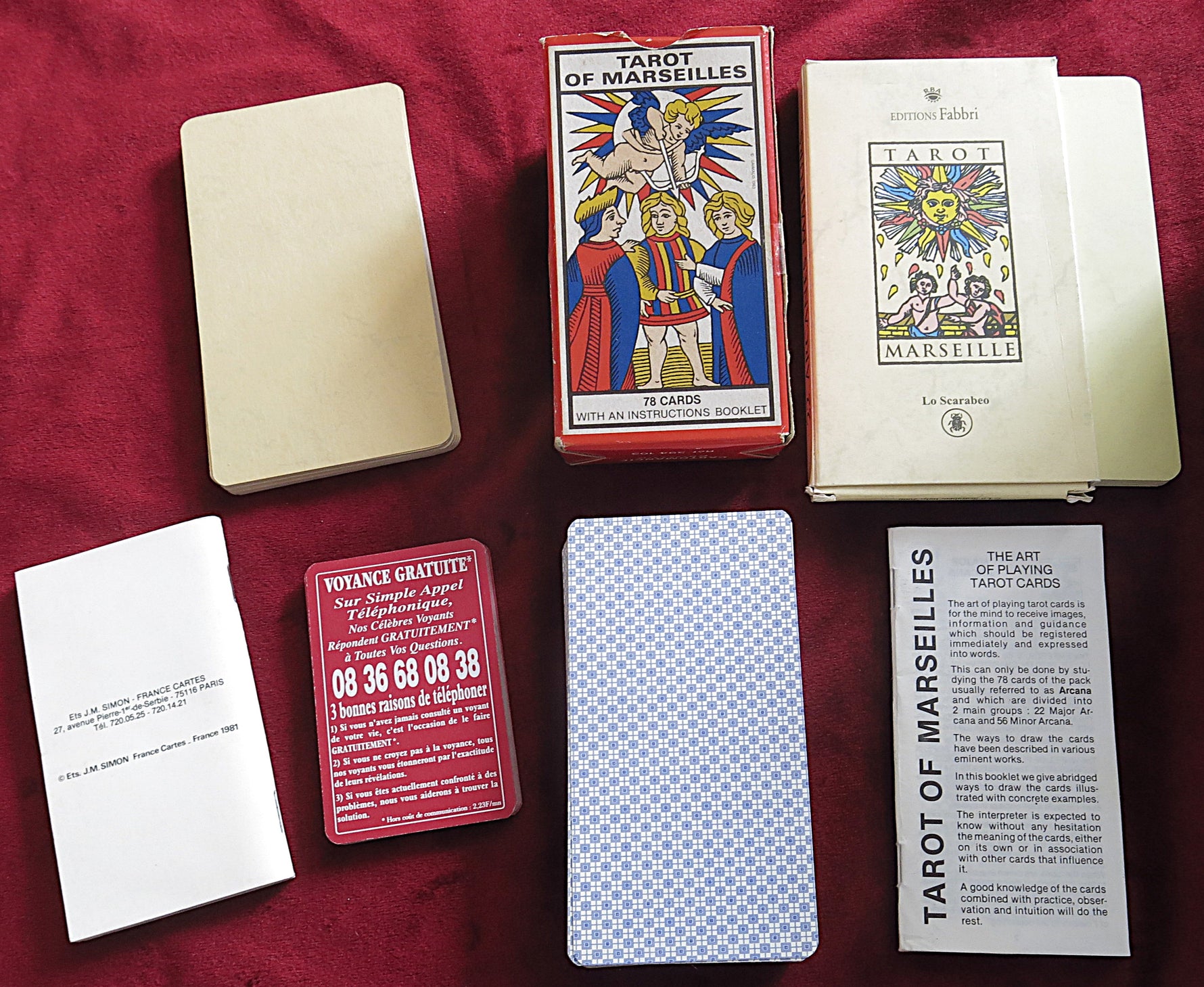 Coffret de 4 jeux de Tarot de Marseille Vintage + livret Tchalai