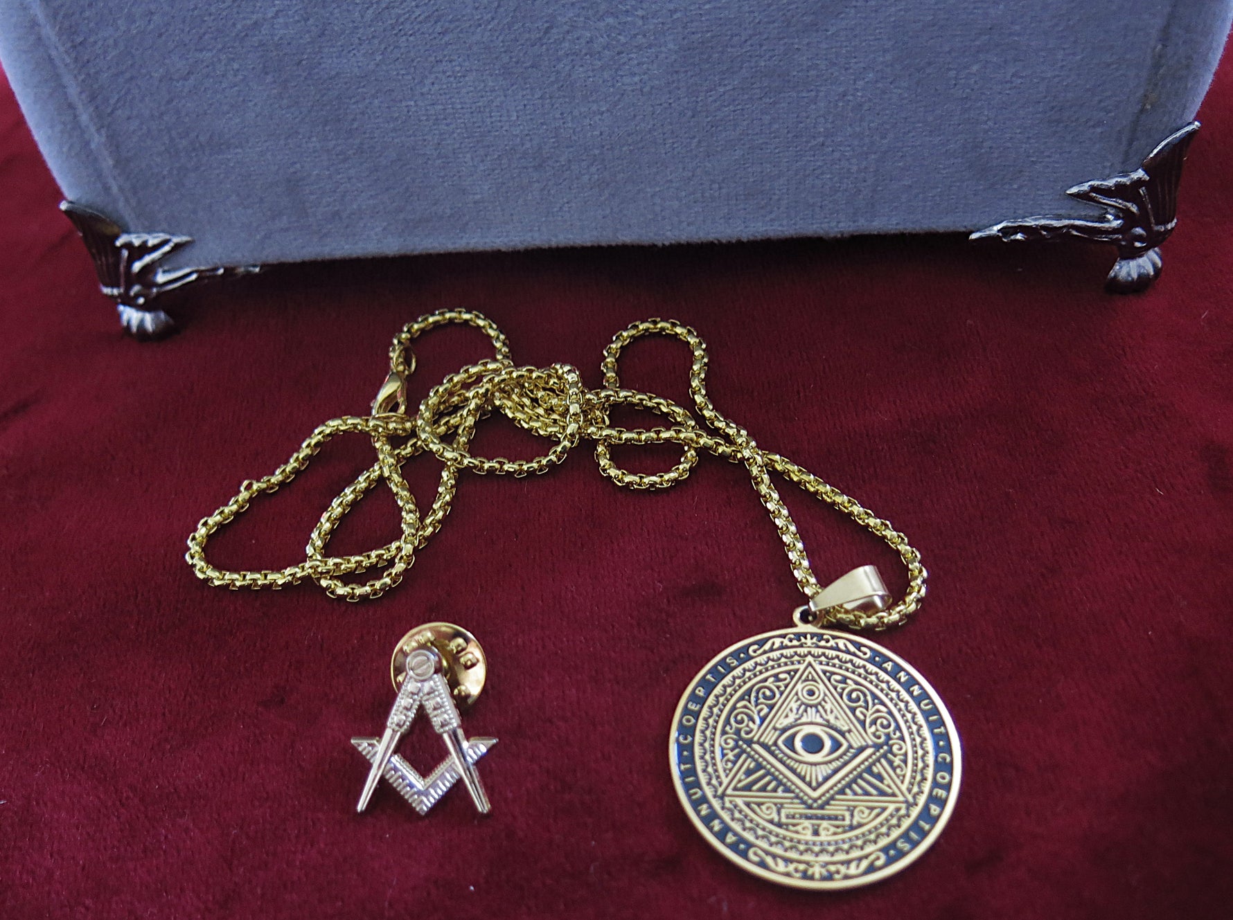 TAROT FRANC-MAÇON + BOÎTE NOIRE - Cadeau maçon | boîte maçon | Franc-maçon | Pendentif maçonnique