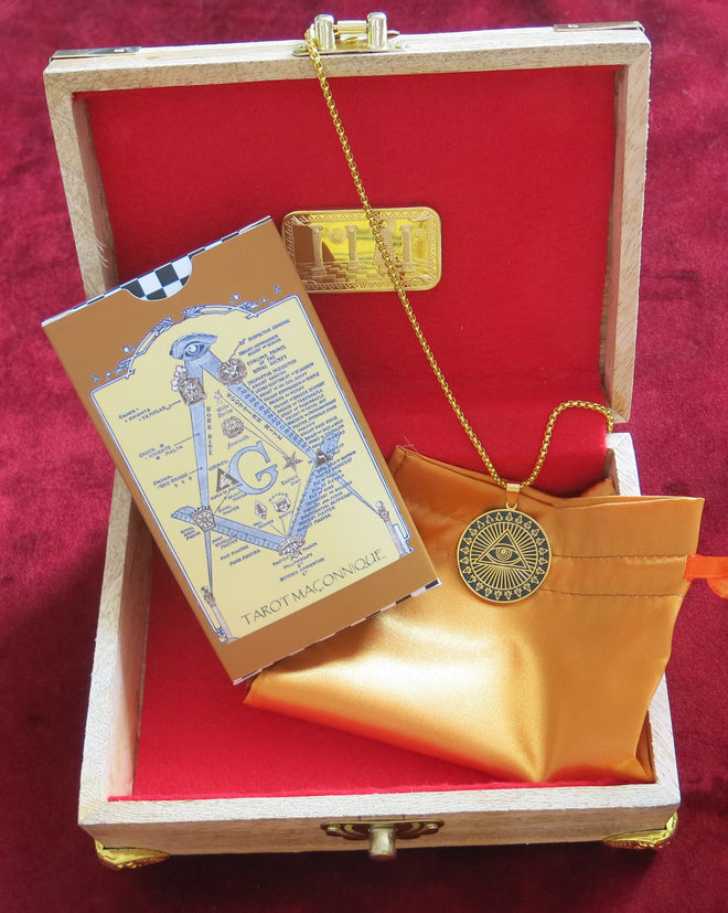 Cadeau Franc-Maçon - Tarot maçonnique + coffret bois vintage | coffret maçon |