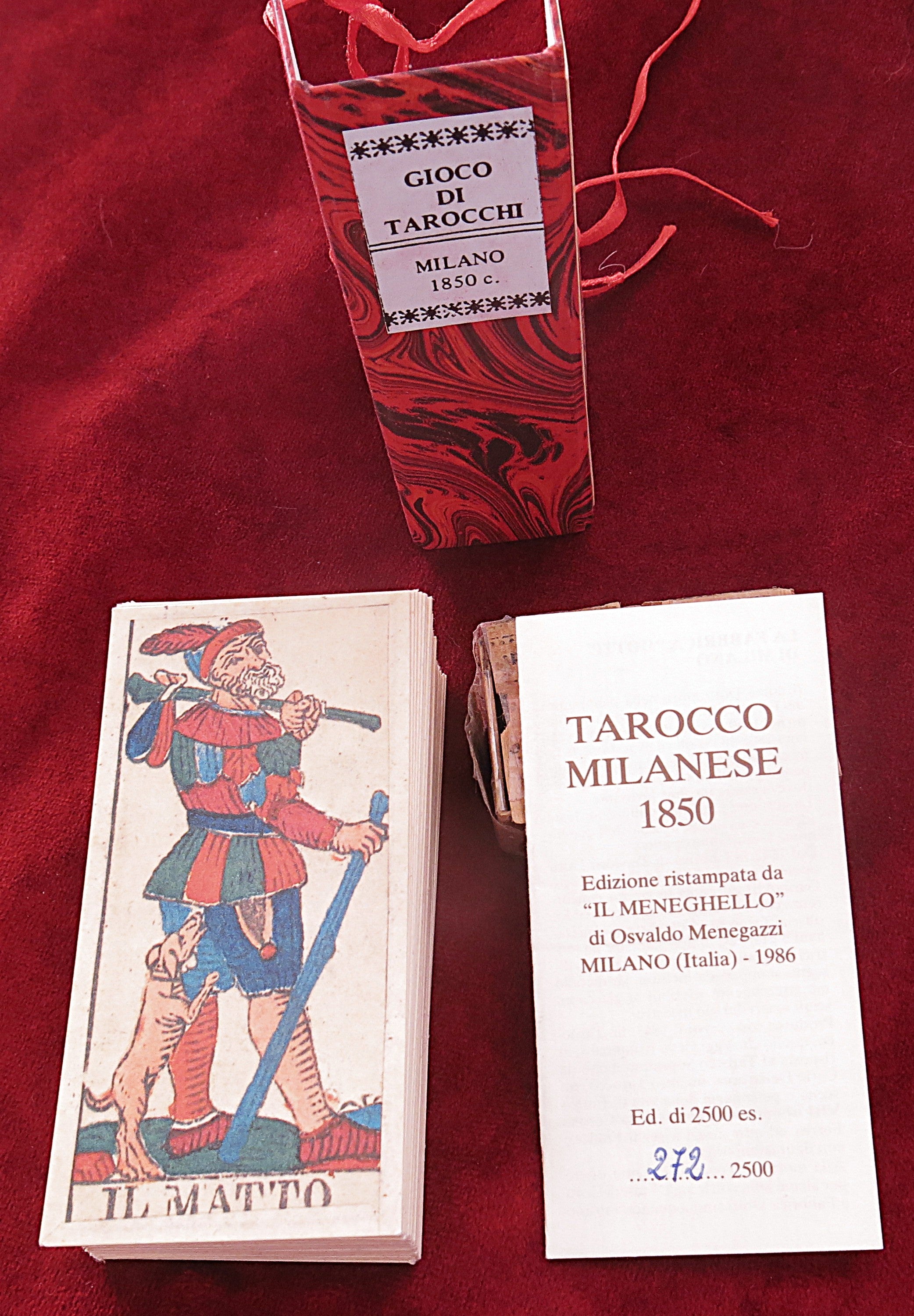 il meneghello tarot, tarocco milanese, gioco di tarocchi, vintage tarot deck, italian tarot reproduction, osvaldo menegazzi tarot, 1986 tarot deck, limited edition tarot, hand colored tarot, tarot history, antique tarot reproduction, collectible tarot cards, milanese tarot, tarocchi 1850, rare italian tarot