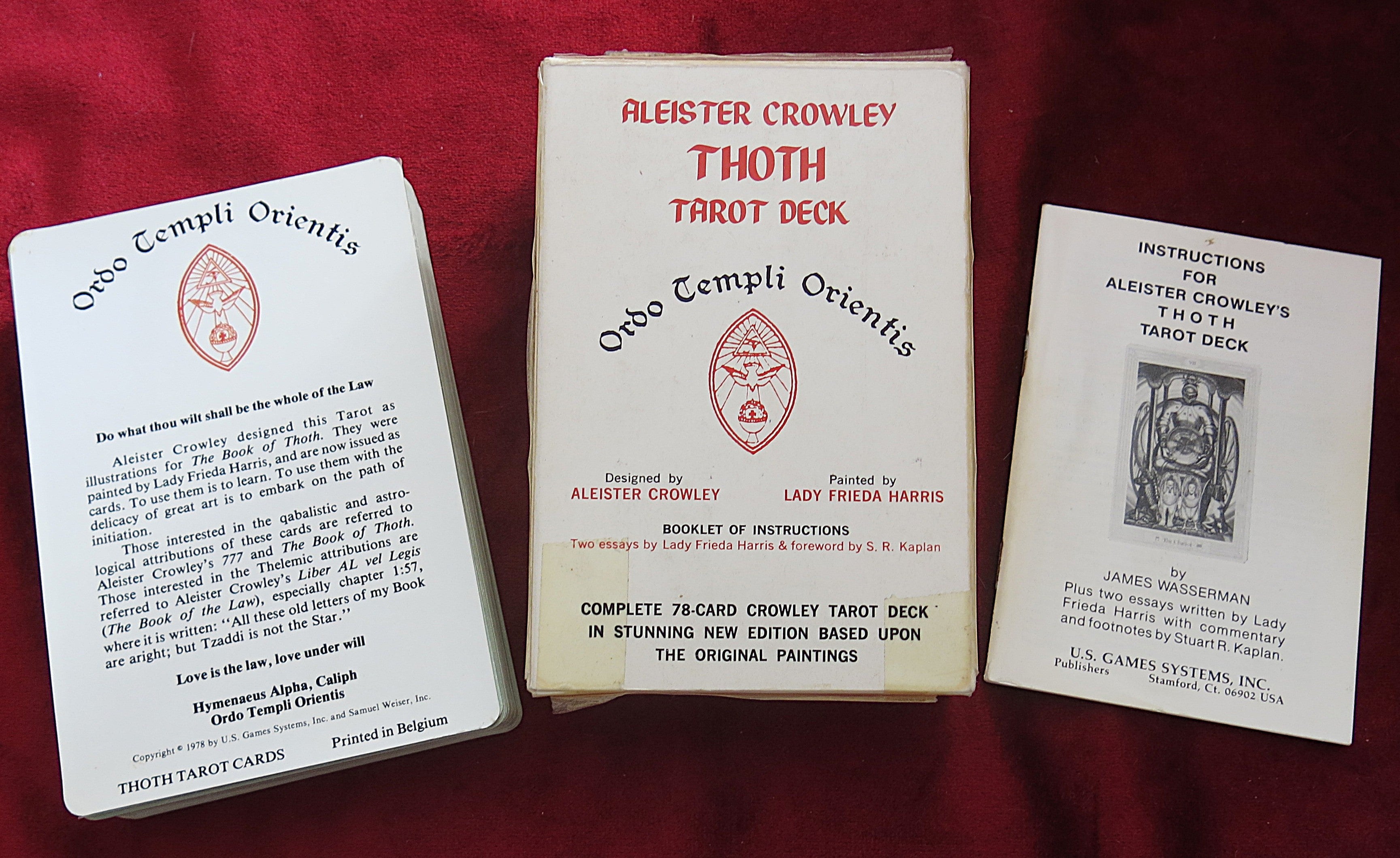 thoth tarot 1978, aleister crowley tarot, lady frieda harris, white box c thoth, rare tarot deck, vintage tarot, occult tarot, thoth deck second edition, large format tarot, u.s. games systems, belgium printed tarot, tarot collection, ceremonial magic, qabalistic tarot, O.T.O. tarot, order of the golden dawn