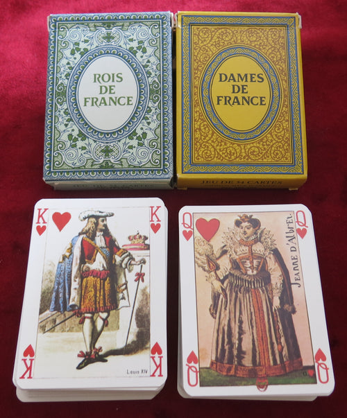 Rois et Reines de France – Lot de 2 jeux de cartes vintage (Grimaud 1985)