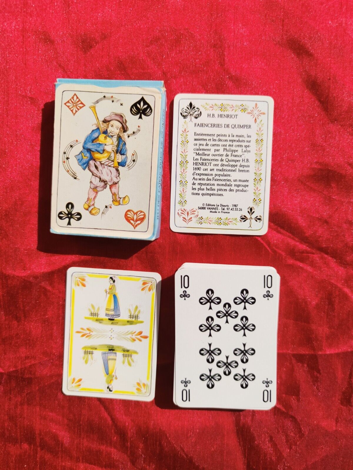 Quimper playing cards, H.B. Henriot, Faïenceries de Quimper, Éditions Le Diouris, 1987 French cards, vintage playing cards, pottery art cards, Breton tradition, collectible French cards, heritage card game