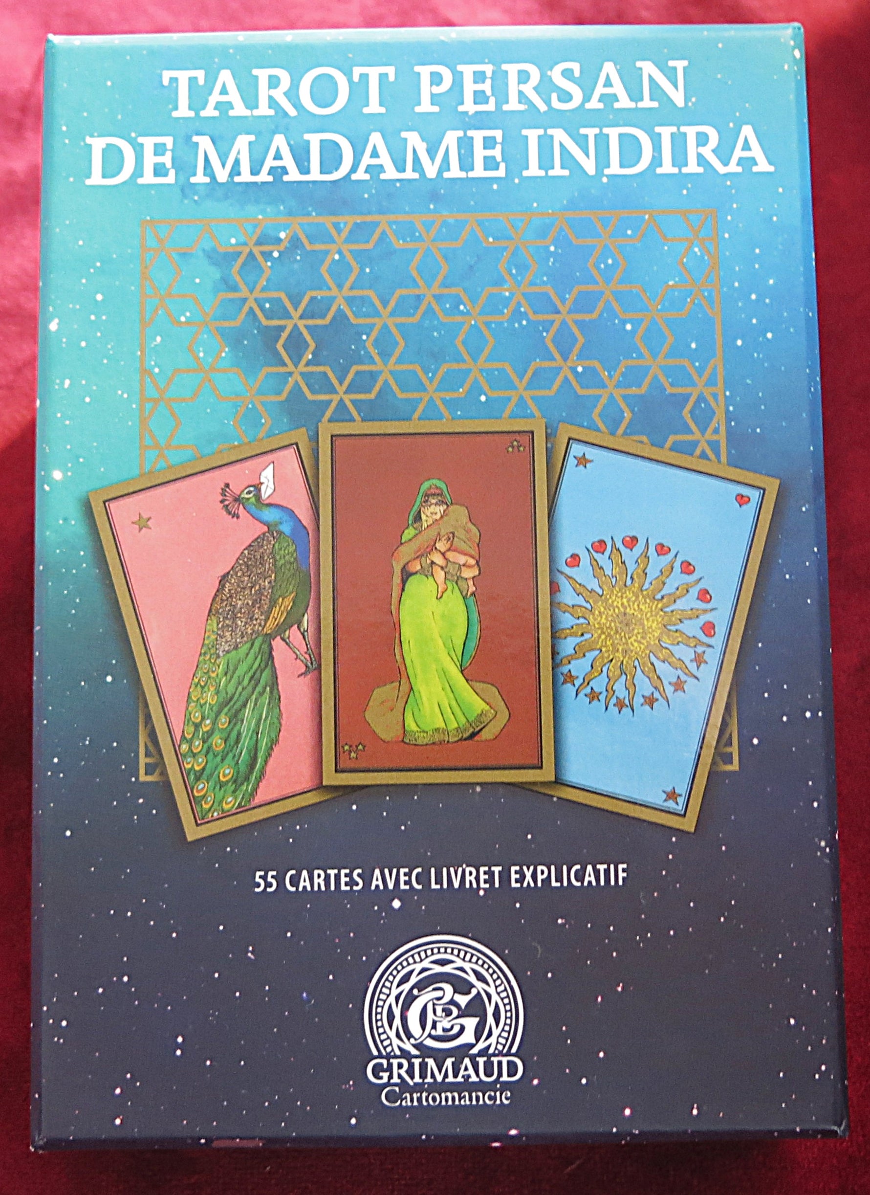 Coffret Madame Indira Tarot Persan – 55 Cartes Orientales, Oracle de Cartomancie Grimaud 