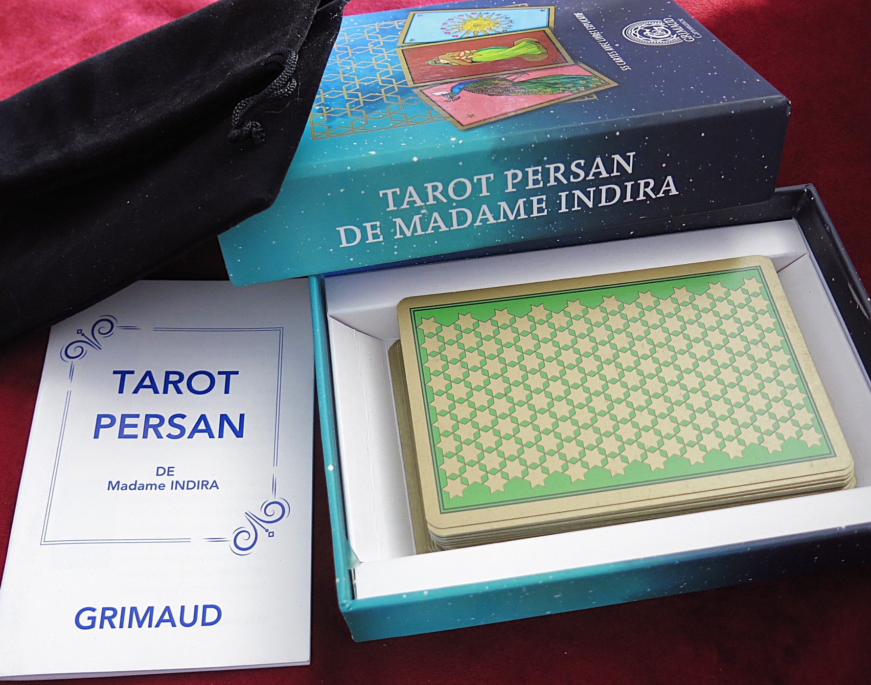 Coffret Madame Indira Tarot Persan – 55 Cartes Orientales, Oracle de Cartomancie Grimaud 