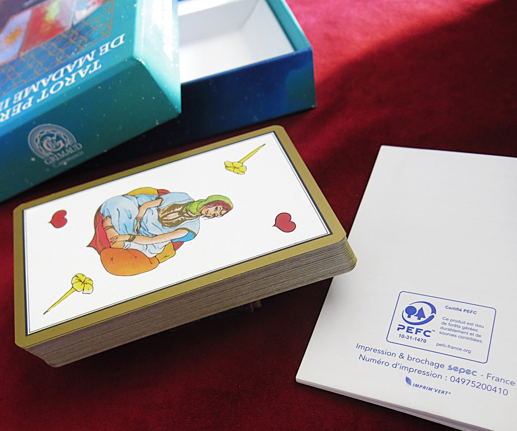 Coffret Madame Indira Tarot Persan – 55 Cartes Orientales, Oracle de Cartomancie Grimaud 
