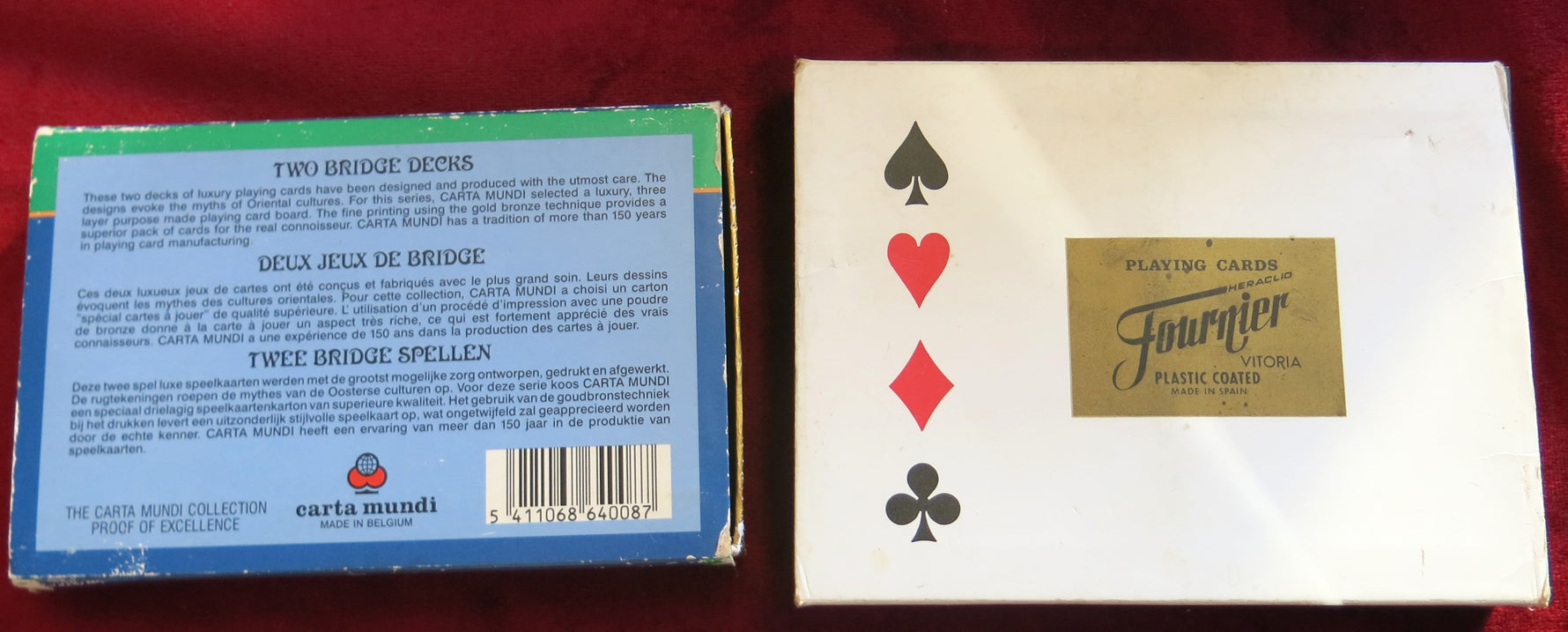 Persian Garden & Fournier Playing Cards – 2 Vintage Bridge Deck Sets – Carta Mundi & Fournier