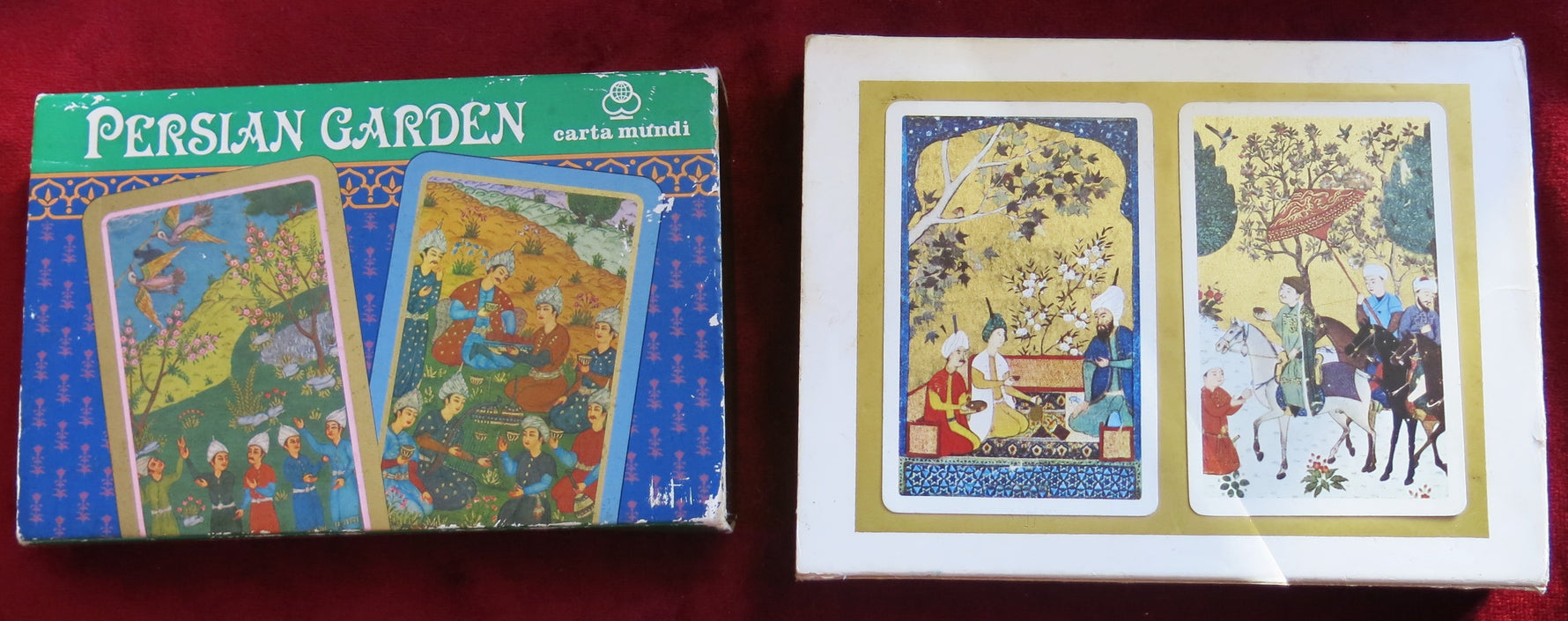 Persian Garden & Fournier Playing Cards – 2 Vintage Bridge Deck Sets – Carta Mundi & Fournier