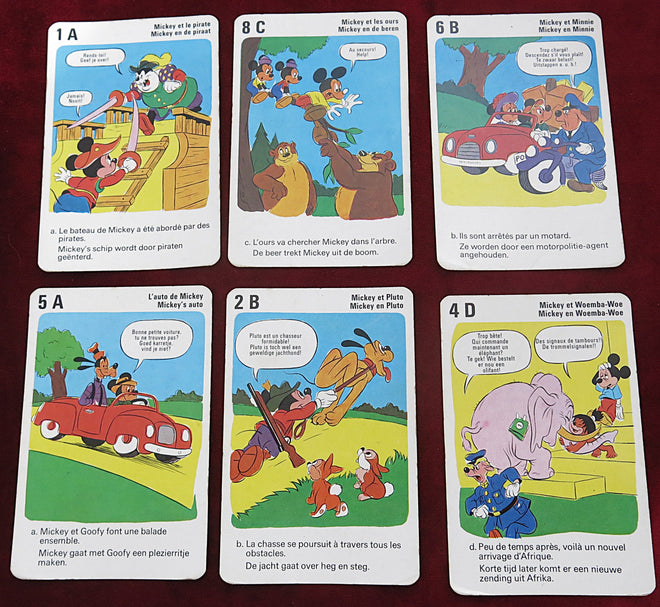 Disney, Mickey Mouse, Pluto, Goofy, Minnie, Walt Disney Productions, FX Schmid, vintage card game, retro toy, quartet game, 1970s Disney, collectible cards, Disneyana, vintage Disney gift, nostalgic game, rare Disney deck, children’s card game