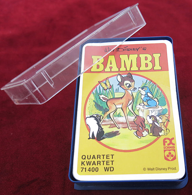 Jeu de cartes vintage rare des années 1970 Walt Disney Bambi Quartet – FX Schmid – Coffret complet