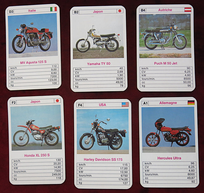 Jeu de moto années 70 – Vintage Trump Card Game – ASS Altenburger (1979, Allemagne de l'Ouest) - Motos Légères