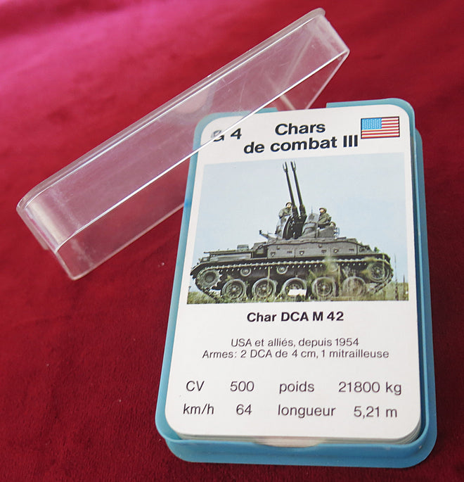 Cadeau d'histoire militaire des années 1970/1980 - Jeu de cartes Tank Trump vintage