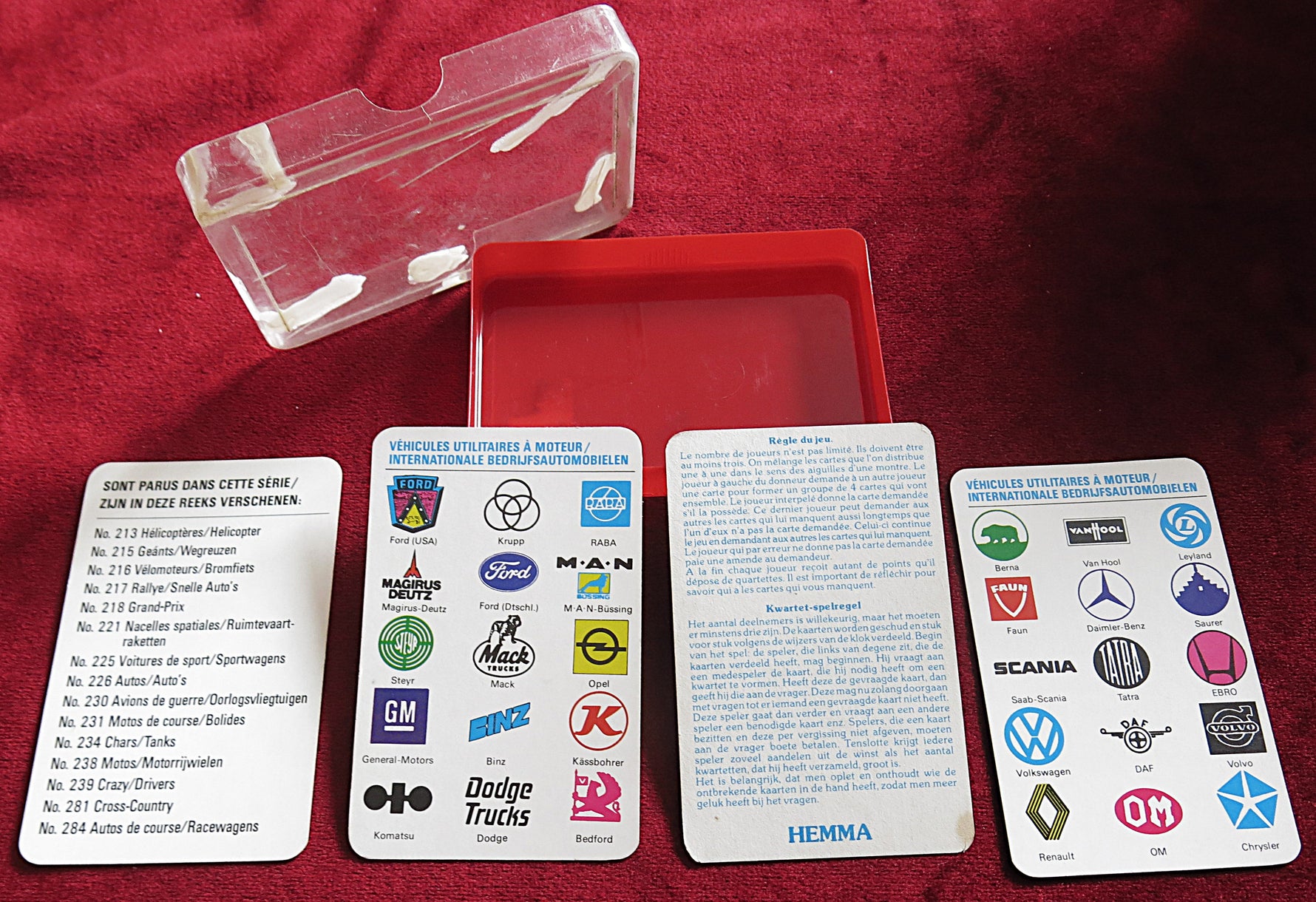Jeu de cartes Vintage FX Schmid Super Quartett Truck – Édition Benelux des années 1980