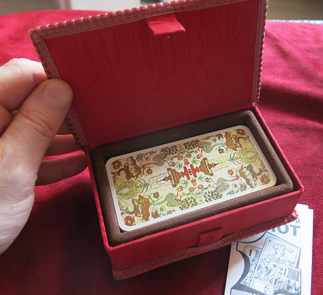 80s Red Velvet Box & its French Vintage Tarot - Rare Tarot Deck