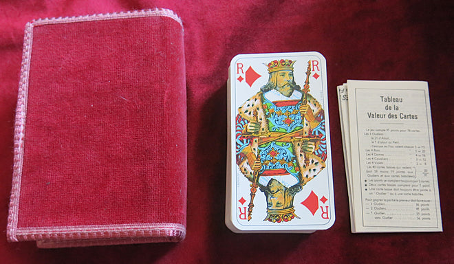 80s Red Velvet Box & its French Vintage Tarot - Rare Tarot Deck