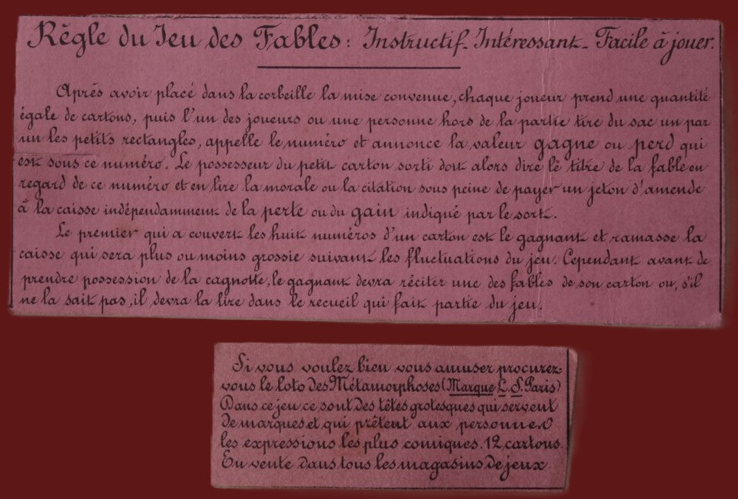 Antique 19th-Century Saussine “Jeu des Fables de La Fontaine” – Complete French Lotto Game (c.1880)