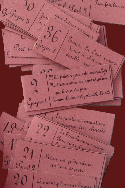 Antique 19th-Century Saussine “Jeu des Fables de La Fontaine” – Complete French Lotto Game (c.1880)