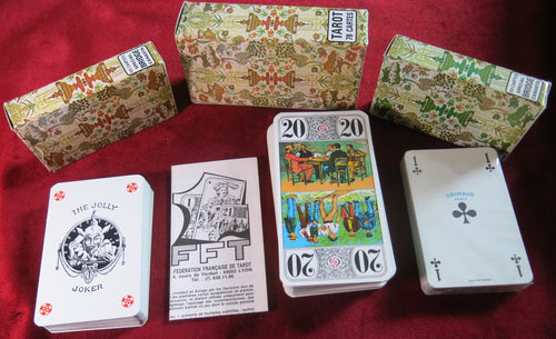 Antique French wood playing box - Vintage Cards & Tarot