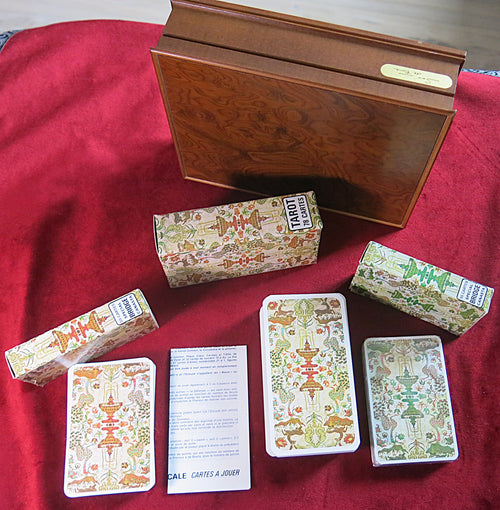 Antique French wood playing box - Vintage Cards & Tarot