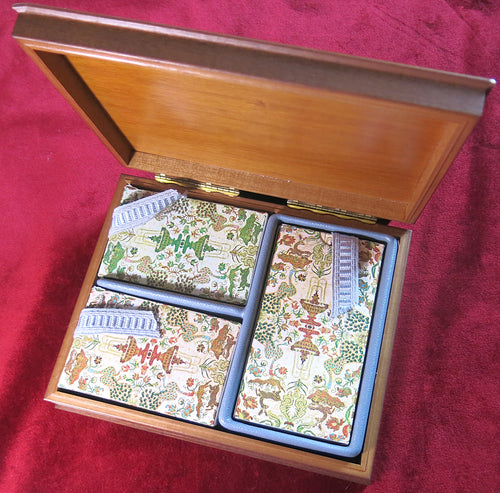 Antique French wood playing box - Vintage Cards & Tarot