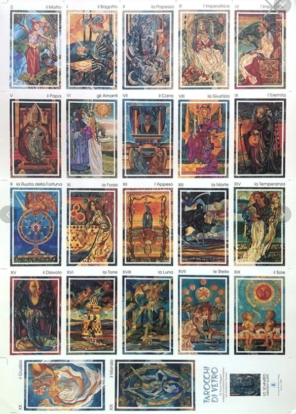 Rare Glass Tarot Factory Printing Sheet – 1990 Original Uncut Tarot Poster