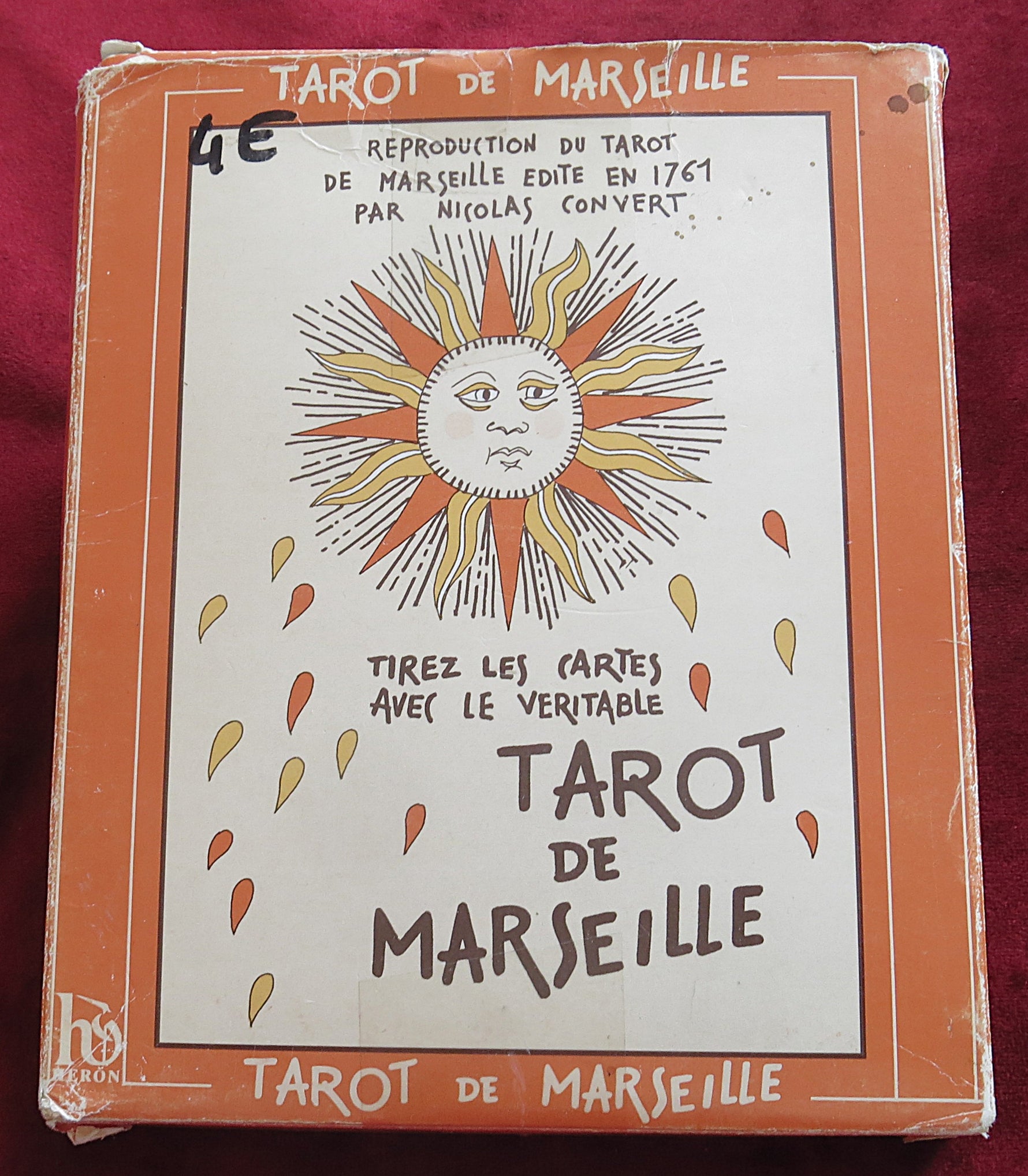 Rare 1990 edition of the Tarot de Marseille Heron box based on the 1761 Nicolas Conver deck