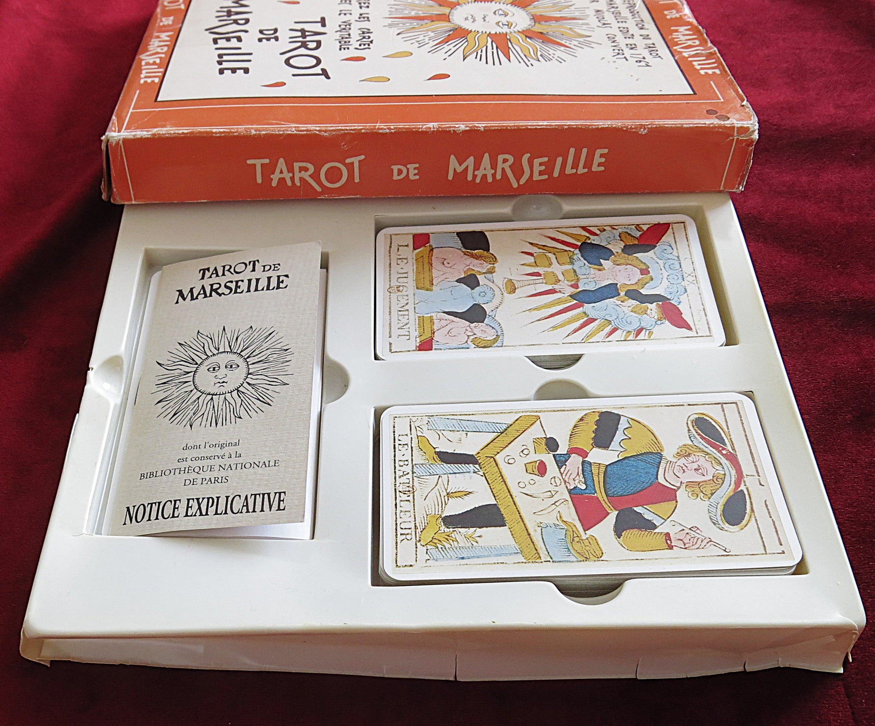 Rare 1990 edition of the Tarot de Marseille Heron box based on the 1761 Nicolas Conver deck