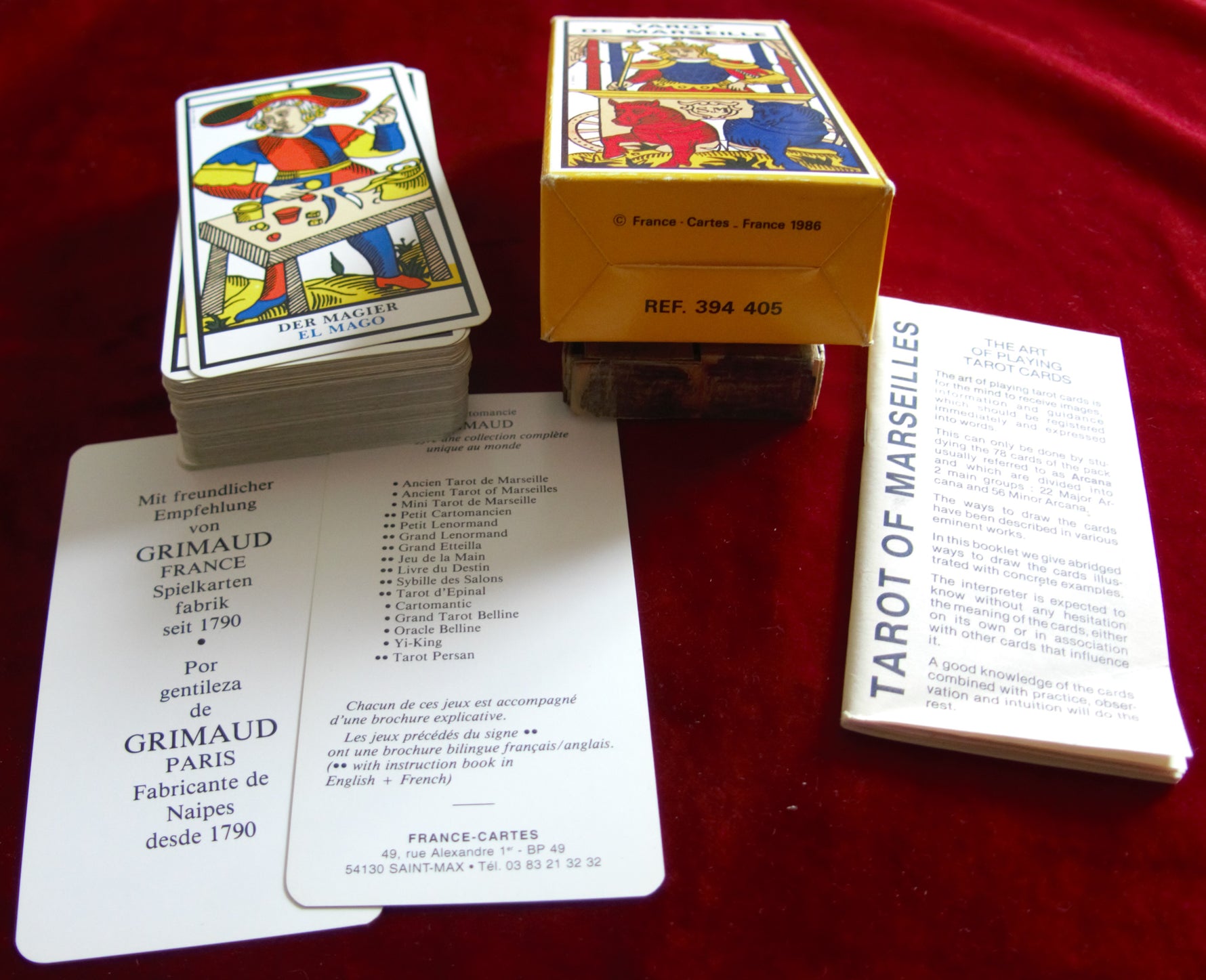 Tarot de Marseille 1986 by France-Cartes — Full Deck with French/English Guide