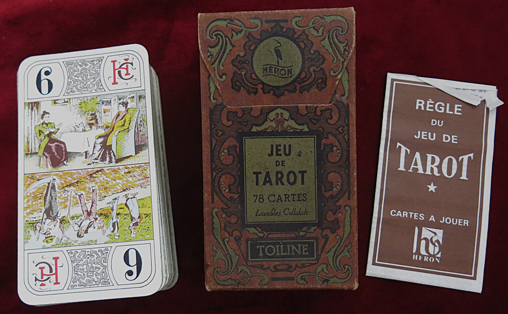 Héron Tarot Nouveau Toiline – 78-Card Vintage French Tarot Game, 1950s–60s